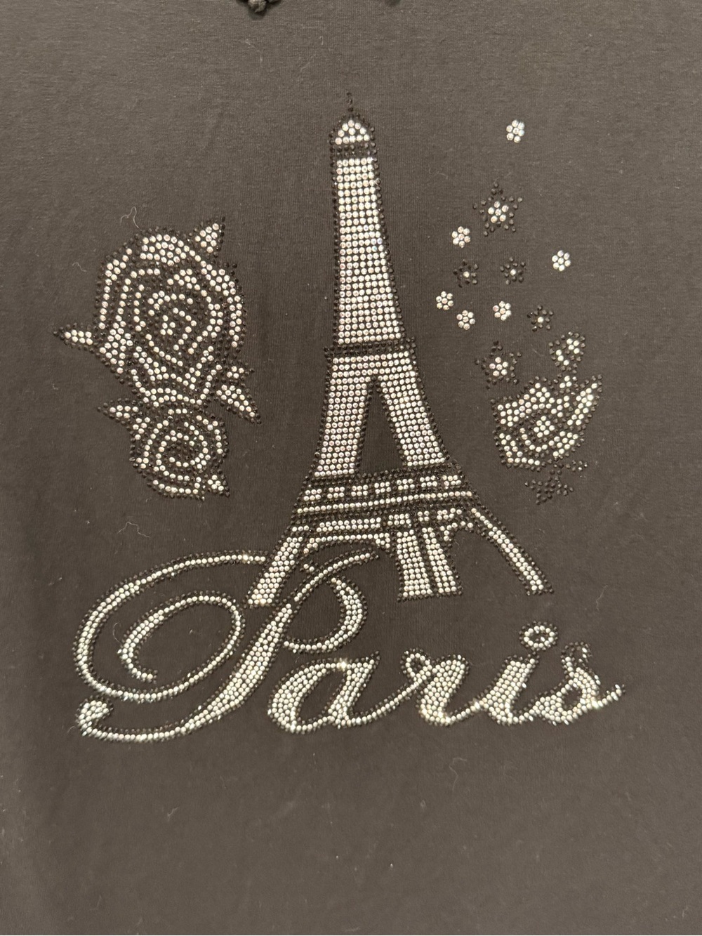Paris Eiffel Embellished Black Women’s Top - Picture 2 of 4